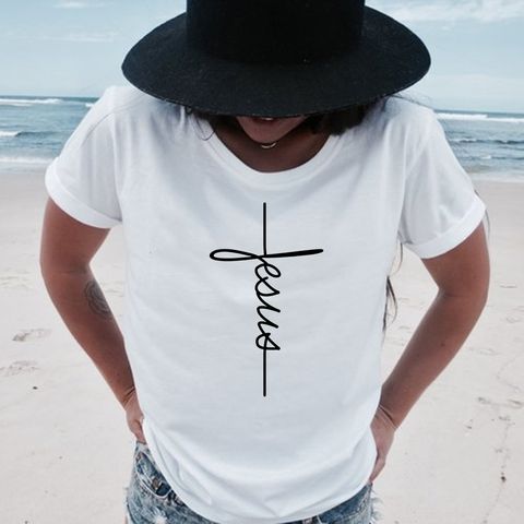 Faith Tshirt Cross Jesus Tees Tops Christian Shirt Women Fashion Tshirt Baptism Church Bride Esthetic Tumblr T Shirt ► Photo 1/6