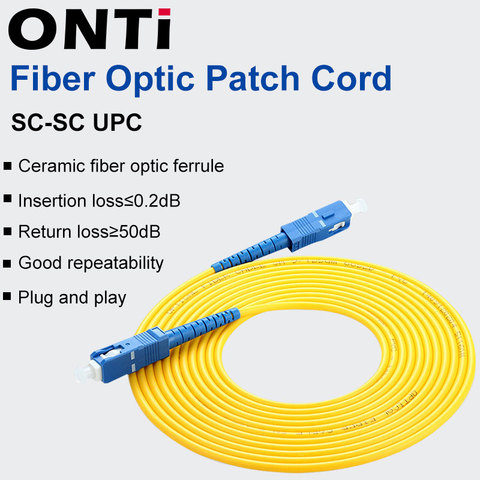 ONTi SC UPC TO SC UPC Fiber Patch Cable 1M 3M 5M 10M 20M 30M SX 2.0mm 3.0mm FTTH Fiber Patch Cables SM Optical Jumper Pigtail ► Photo 1/5
