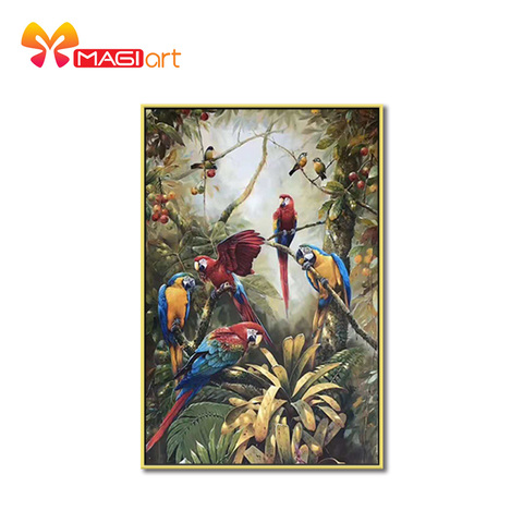 Cross stitch kits Embroidery needlework sets 11CT water soluble canvas patterns 14CT Animal Parrots in the forest-NCMA053 ► Photo 1/6