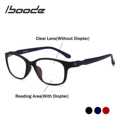 iboode Bifocal Reading Glasses Men Anti Blue Rays Presbyopia Eyeglasses Antifatigue Computer Eyewear +1.5 +2.0 +2.5 +3.0 +3.5 +4 ► Photo 1/6