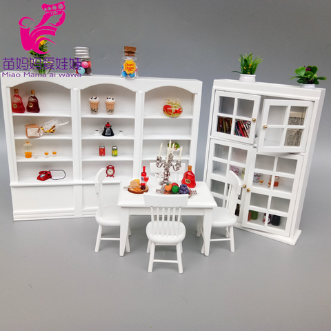 1/12 Doll house mini book room living room furniture accessories bookcase display  European style cabinet with windows ► Photo 1/6