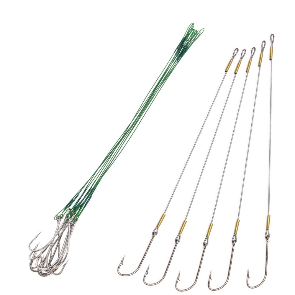 MNFT 5set String Fishing Hooks 4 Steel Wire Swivels Connection