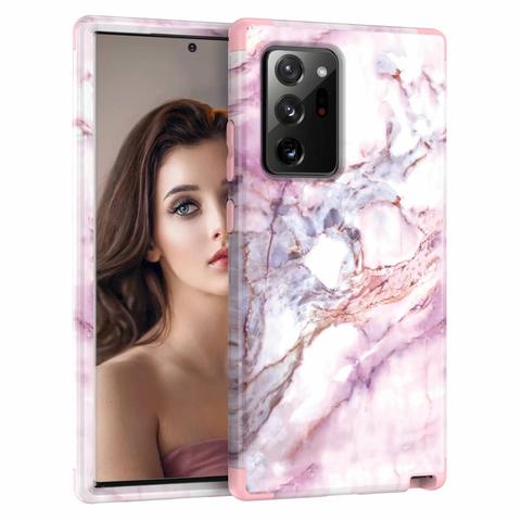 Marble Hybrid Armor Case For Samsung Galaxy Note 20 Ultra Coque 5G 360 Full Heavy Duty Anti-knock Cover Note 20 Shockproof Case ► Photo 1/6