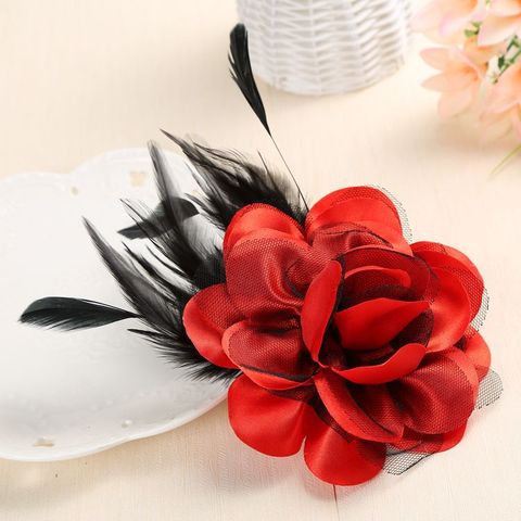 i-Remiel High-end Feather Corsage Handmade Fabric Flower Brooch Pin for Women Lapel Collar Pin Wedding Clothing & Accessories ► Photo 1/6