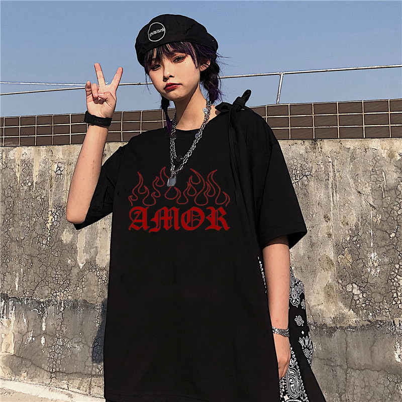 Harajuku Black Gothic Punk Summer Fashion Tumblr Grunge AMOK Printed Women  T-Shirts kpop casual loose Short Sleeve O-neck Tops - Price history &  Review | AliExpress Seller - ZONA Store 