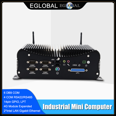 Almighty 7x24 Hours Industrial Fanless Mini PC Intel i5-8250U i7-6567U Rugged Computer 6*COM 2*Lans 8*USB GPIO LPT PS/2 4G WiFi ► Photo 1/6