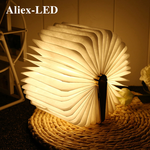 LED Portable USB Book Night Lamp Wooden Reading Light Rechargeable Art Deco Folding Magnetic for Bedroom Study Decorative Lamp ► Photo 1/6