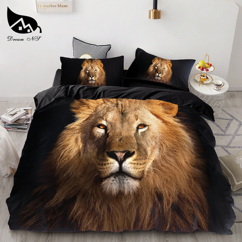 3PCS Wolf Tiger Lion Animal Pattern Bedding Sets Home Bedclothes Super King Cover Pillowcase Comforter Textiles Bedding Set ► Photo 1/6