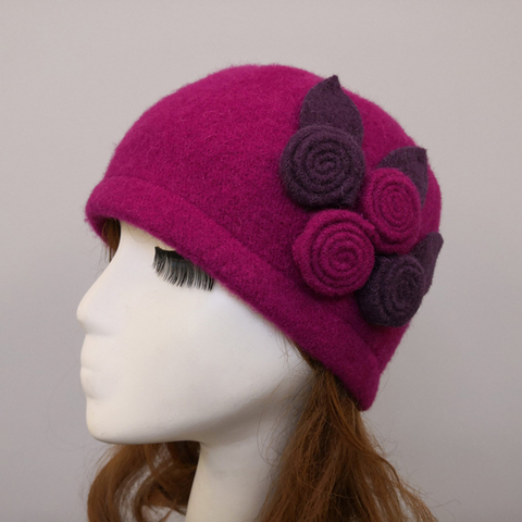 New Women Fedoras 100% Pure Wool Dome Winter Hats For Women Floral Casual Brand Warm Lady Autumn Floppy Soft Girls Fedoras ► Photo 1/6