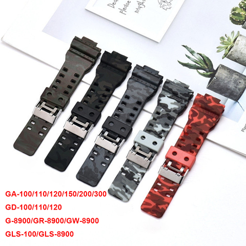 16mm Camouflage Silicone Replacement Watchband for Casio G-Shock GA-100/110/120 GD-100/110 G-8900 GLS-100 Strap Bracelet Band ► Photo 1/6