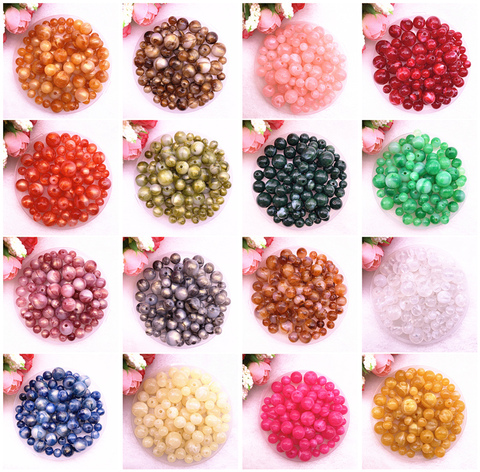 New 8 10 12 14mm Colour Gold Powder Round Acrylic Beads Spacer Loose Beads for Jewelry Making DIY Handmade Bracelet ► Photo 1/6