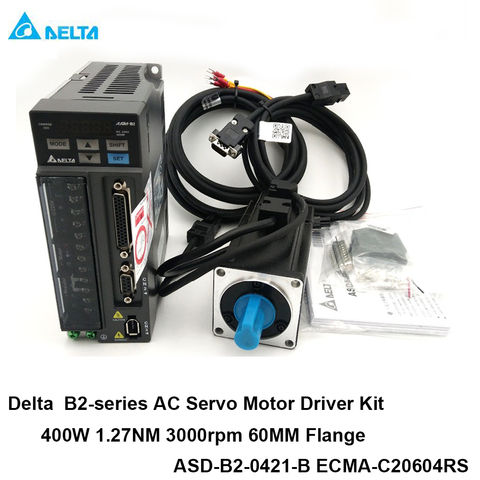 New Delta AC servo 400W B2 0.4KW 1.27NM 3000rpm 60MM ASD-B2-0421-B ECMA-C20604RS motor drive kit with 3m Cable ► Photo 1/6