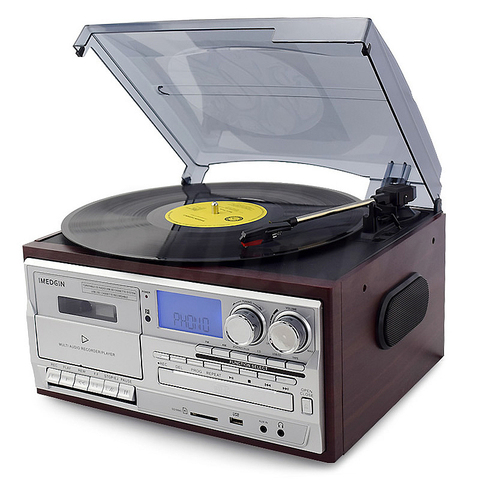 Vinyl record player modern gramophone multi-function record player CD tape radio Bluetooth USB built-in speaker remote control ► Photo 1/6