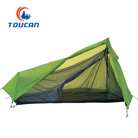 Outdoor Ultralight Rodless Camping Hiking 3 Season 15D Nylon Silicon Coating Double Layer Tent For 2 Person ► Photo 1/5