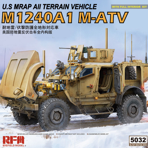 RYE FIELD Model RFM RM-5032 1/35 ScaleU.S MRAP All Terrain Vehicle M1240A1 M-ATV Plastic Model Building Kit ► Photo 1/6