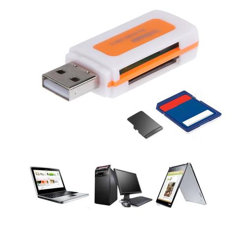 Mini USB2.0 4 Card Slots Smart Card Reader SD/MMC TF MS M2 Multi Memory Cardreader for Computer PC Laptop ► Photo 1/6