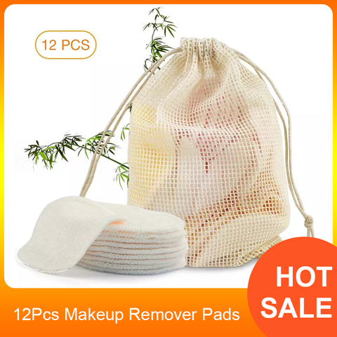 12Pcs Makeup Remover Pads Reusable Cotton Pads Make Up Facial Remover Bamboo Fiber Facial Skin Care Nursing Pads Skin Cleaning ► Photo 1/6
