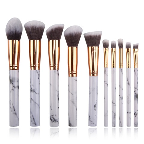 10Pcs/Set Makeup Brushes Professional Marbling Handle Powder Foundation Eyeshadow Lip Make Up Brushes Set Beauty Tools ► Photo 1/6
