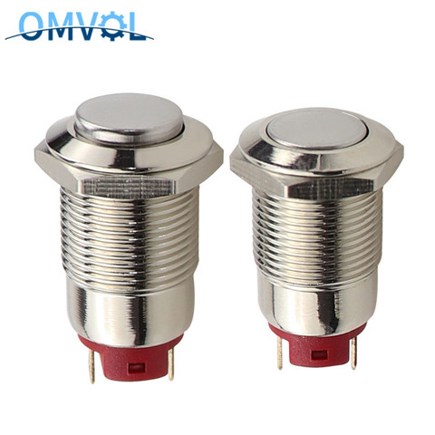 1PC 12mm Waterproof Self-Locking Round Stainless Steel Metal Push Button Switch Car Start Horn Bell Flat Head & High Head ► Photo 1/6