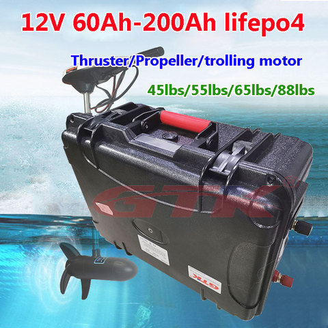 Waterproof Lifepo4 12V 60Ah 80Ah 100Ah 120Ah 150Ah 200Ah lithium battery for 18lbs-88lbs Thruster trolling motor+ 10A charger ► Photo 1/6