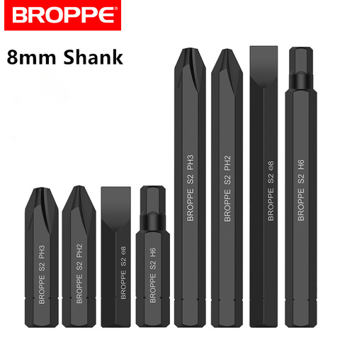 BROPPE 8mm Hexagon Shank S2 Alloy Steel Impact Screwdriver Bit With Strong Magnetic 36/80mm Long ► Photo 1/6