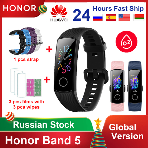 Original Huawei Honor Band 5 4/4e Global Version Blood Oxygen Smart Band Heart Rate Monitor Waterproof Fitness Watch Bracelet ► Photo 1/6