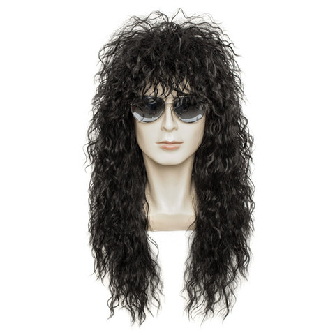 Gres Wig Black Long Curly Wig Male Synthetic Cosplay Wigs Puffy High Temperature Fiber for Men ► Photo 1/6