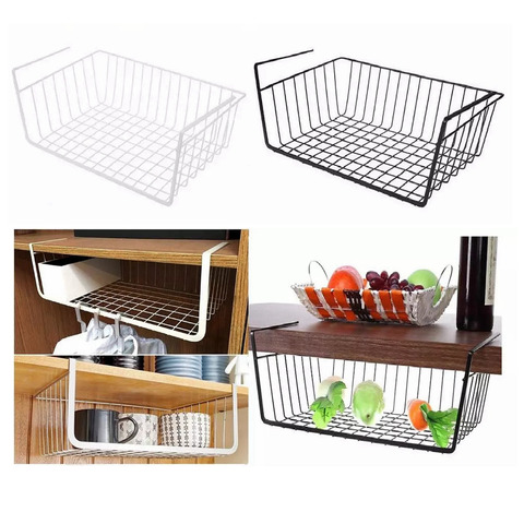 Hanging Under Shelf Storage Iron Mesh Basket Cupboard Cabinet Door Organizer Rack Closet Holders Storage Basket Rack Organizer ► Photo 1/6