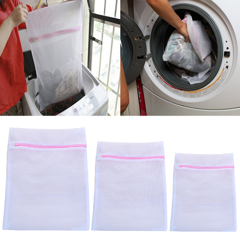 3 Sizes Foldable Zipped Mesh Laundry Washing Bag Laundry Cleaning Care  Clothes Pouch Clothes Bra Net Bags - Price history & Review, AliExpress  Seller - Miaow Life Store
