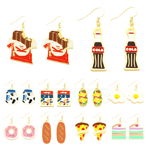 Earrings for Girls Women Cute Lovely Colorful Children Birthday Gift Bread Pizza Chocolate Milk Doughnut French Fries Ice Cream ► Photo 1/6