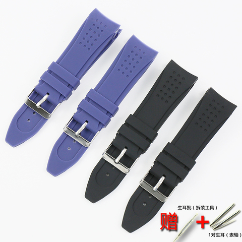 Silicone Strap 24mm Elbow Watch Strap Watch Accessories Rubber Strap Pin Buckle Men's and Women's Sports Waterproof Strap ► Photo 1/6