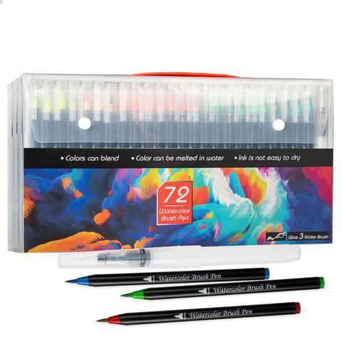 72 Color Watercolor Markers for Drawing Felt-Tip Pens Set for Children Water Coloring Brush Pen for Lettering Art Supplies ► Photo 1/6