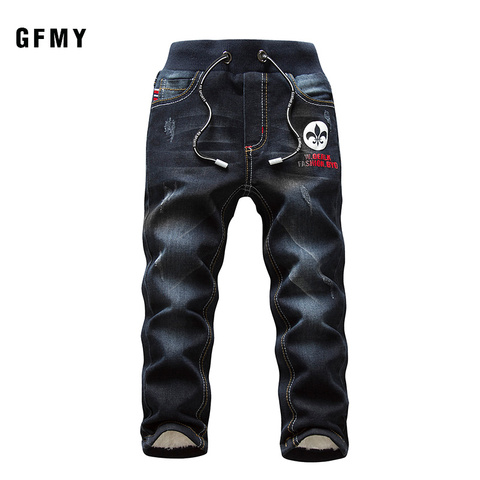 GFMY Brand 2022 Leisure Winter Black Plus Velvet Boys Jeans 3year -10 Years Keep warm Straight type Children's Pants 1905 ► Photo 1/6
