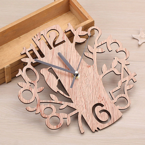 Wall Clock Modern Wooden Tree 3D Watches Living Room Home Office Decor Wall Clock Modern Design Large Wall Watch ► Photo 1/6