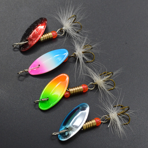 Hand Shake Sequins Fishing Lure Beginner Spoons Rotation Spinner Bait 3.5g  Metal Bait Lot 4 Pieces Sale ► Photo 1/6