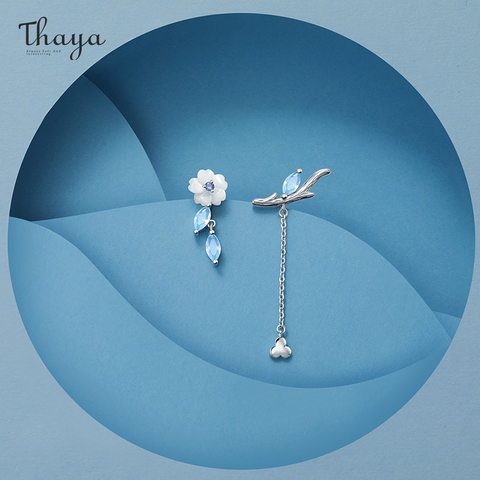 Thaya Brand Silver Plated Studs Earring Chain Jasmine Stud Platinum High Quality For Women Earring Season Series Fine Jewelry ► Photo 1/6