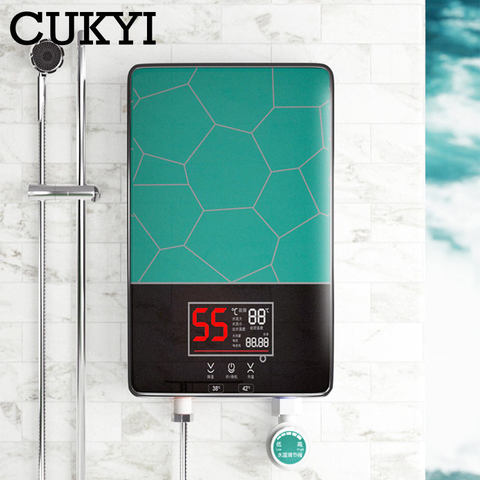 CUKYI electric Thermostatic water heater 7000W Remote Control  Instant heating waterproof tankless water heater for shower bath ► Photo 1/6