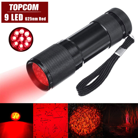 TOPCOM Pocket Mini 9 LED Red Light RedSight 625nm Red Flashlight Torch For Reading Astronomy Star Maps Preserving Night Vision ► Photo 1/6