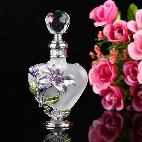5ml Vintage Heart Shape Manual Painting Empty Refillable Metal Glass Perfume Bottle Wedding Gift ► Photo 1/6