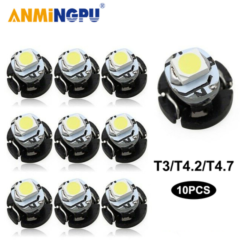 ANMINGPU 10x Signal Lamp T3 Led Bulbs 2835 5050 Chips T4.2 T4.7 Led Car Dashboard instrument Light Auto Interior Side Light 12V ► Photo 1/6