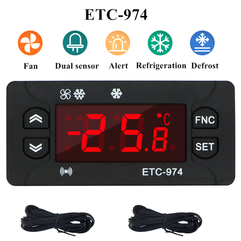 ETC-974 Mini Temperature Controller Refrigerator Thermostat Regulator Thermoregulator Thermocouple NTC Dual sensor 220V 40%off ► Photo 1/6