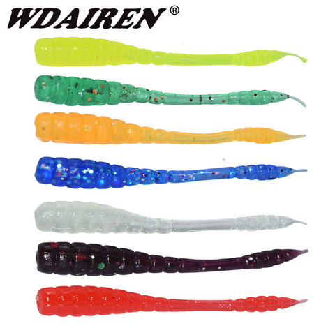 50pcs/Lot Red Worm Soft Lures 4.5cm Bass Fishing Fishy Smell Lifelike Earthworm With Salt Silicone Artificial Bait Carp Tackle ► Photo 1/6