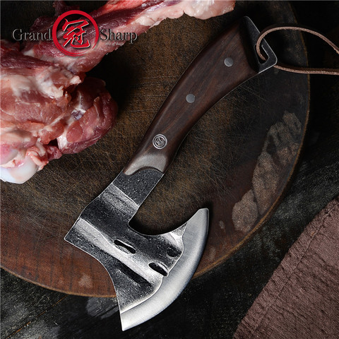 Handmade Forged Axe Kitchen Knife Chef Boning Knife Meat Cutter Butcher Tools Fire Hatchet Survival Camping Outdoor Grandsharp ► Photo 1/6