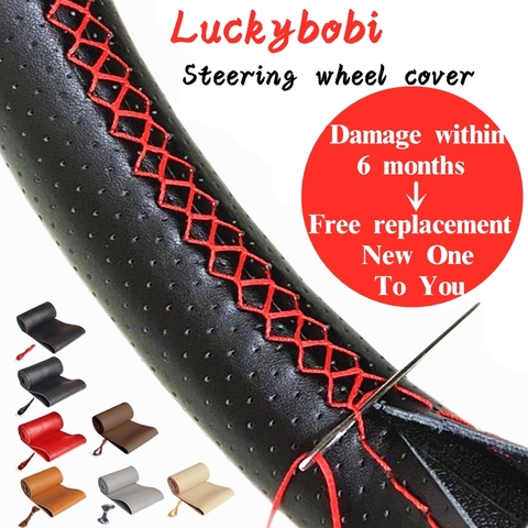 Car Steering Wheel Braid Cover Needles And Thread Artificial Leather Car Covers Suite 7 Color DIY Texture Soft Auto Accessories ► Photo 1/6