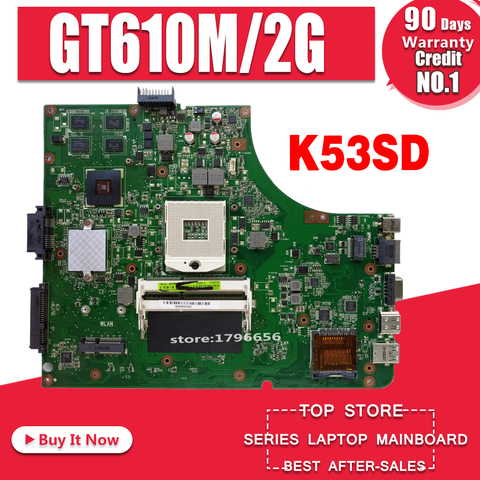K53SD motherboard For Asus K53SD K53S A53S X53S laptop motherboard REV 5.1 laptop motherboard GT610M-2G HM65 ► Photo 1/4