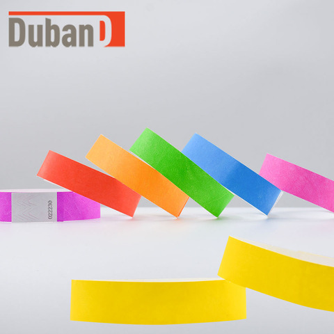 100PCS Tear-Resistant Waterproof DuPont Tyvek Paper Wrist Strap Party Bracelet Multicolored Event Ticket Wristbands ► Photo 1/6