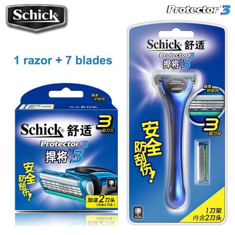 1 razor + 7 blades Original Genuine Schick Protector 3d diamond razor Set for man male razor blade in stock ► Photo 1/6