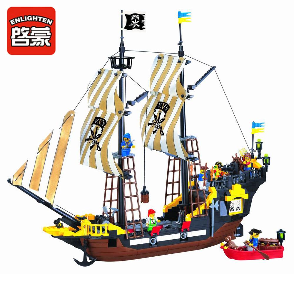 Building Block Large Pirate Ship Boat Black Pearl Silent Maria