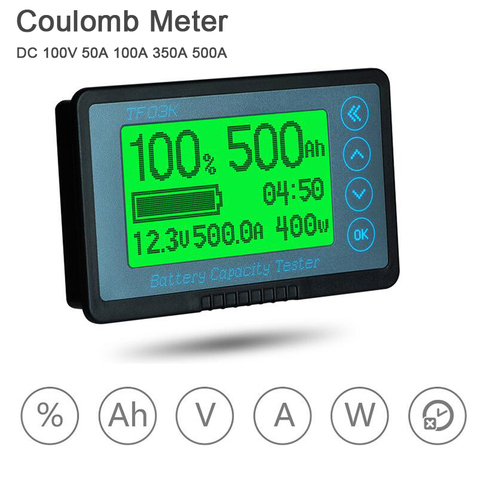 DC 120V 500A Coulomb Meter Battery Monitor Capacity POWER 350A 100A Lithium Lifepo4 lead-acid 3S 4S 6S 7S 10S 13S 14S 16S 20S ► Photo 1/6