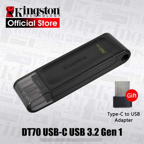 Kingston USB C Flash Drive DT70 32GB 64GB 128GB Pendrive USB 3.2 Gen 1 Type-c Pen Drive for notebooks, tablets, and smartphones ► Photo 1/6
